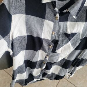 Maurices Black and White Plaid Button Down Shirt